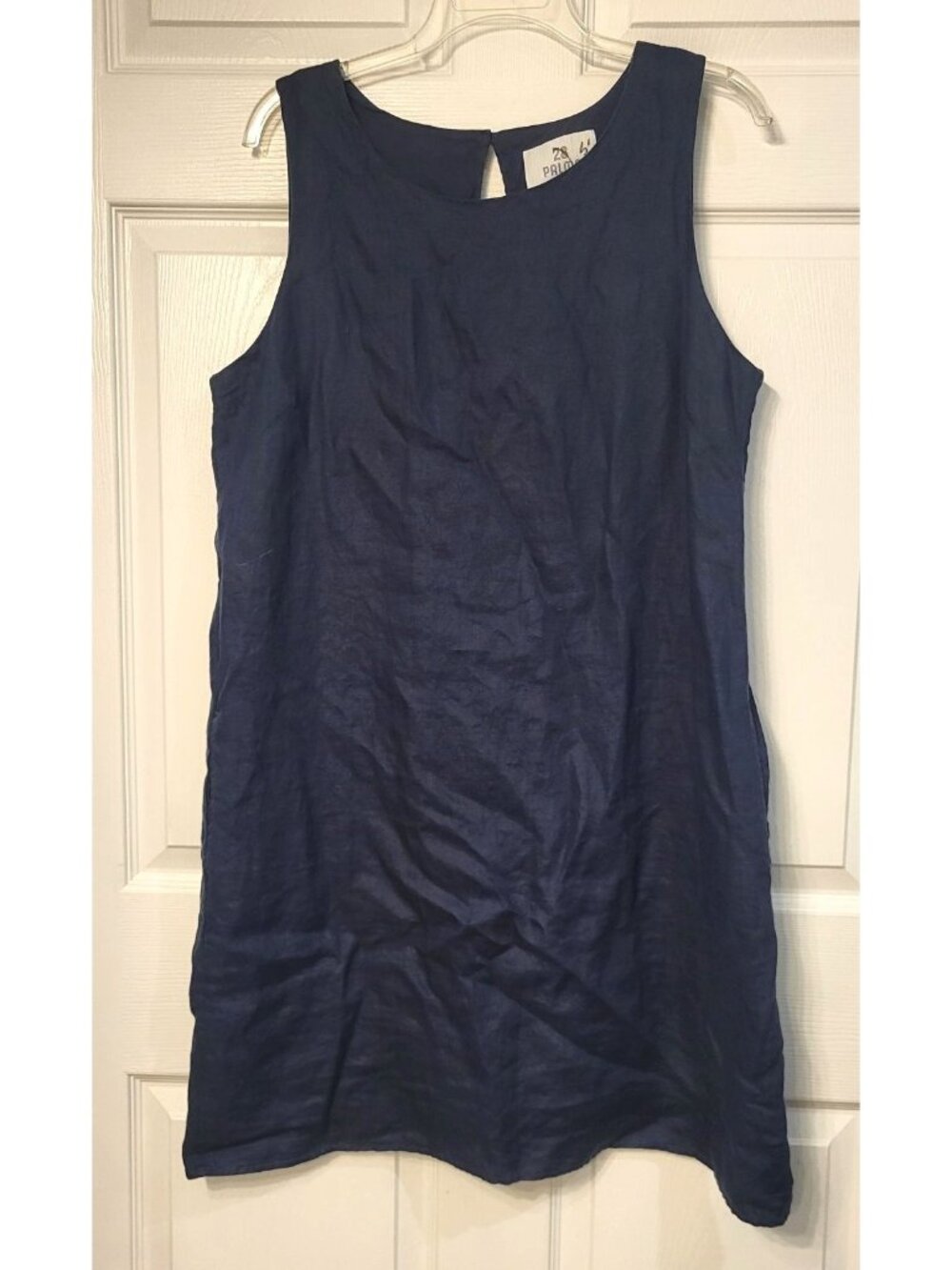 Womens 28 Palms Linen Sleeveless Shift Mini Dress XL Lined Button Close
